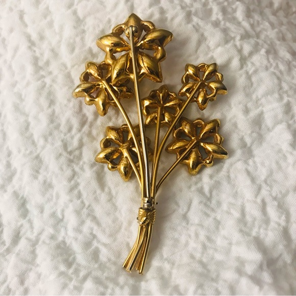 Vintage Rare Bouquet Flowers Fur Clip Brooch Pin 1940s - Picture 7 of 8